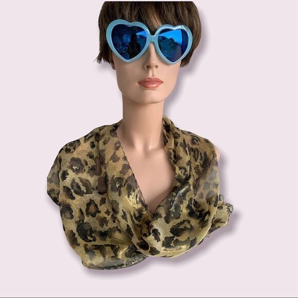 Vintage Oscar De La Renta  Studio,animal print scarf with metallic gold scarf - Picture 3 of 13